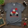 May Girl Queen of Spring t-shirt with a floral bouquet including tulips, irises, daisies, and zodiac symbols for Taurus and