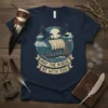 May The Norse Be With You t-shirt design with Viking longship, ravens, and moon