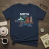 MBTA Green Line Blue Line Silver Line t-shirt with a stylized map design showing transit routes and iconic buildings