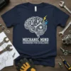 Mechanic Mind Engineered For Excellence t-shirt design with a brain graphic made of tools and circuits