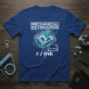 Mechanical Keyboards r/mk T-Shirt design featuring a stylized keyboard key and circuit board graphic in blue and white