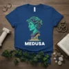Medusa t-shirt design featuring the iconic gorgon head with snake hair and the word MEDUSA in bold white text