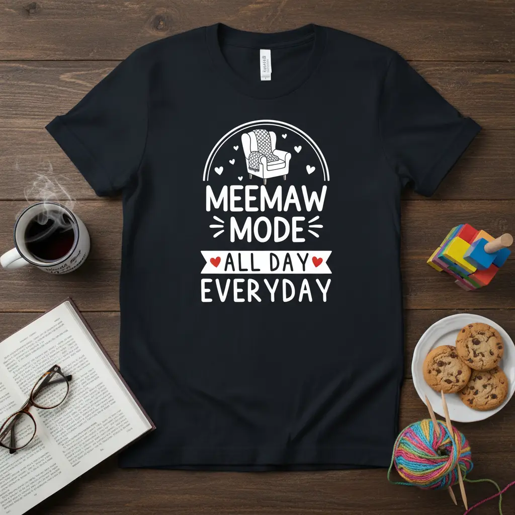 Meemaw Mode All Day Everyday T-Shirt Grandma Gift