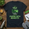 Meet Kale Your New Friend With Benefits t-shirt with superhero kale character holding a heart