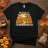 Black t-shirt with "Meet me at THE PUMPKIN PATCH" text and a graphic of a winding path through a pumpkin