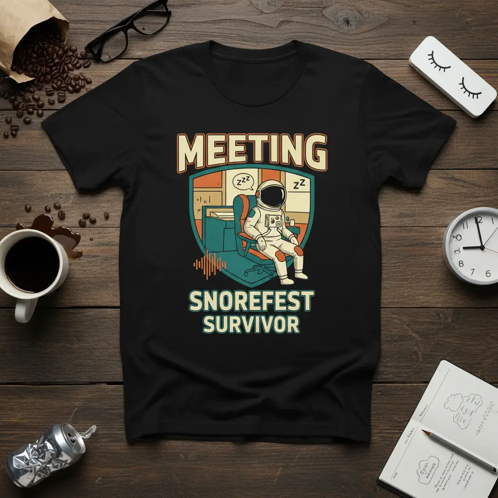 Meeting Snorefest Survivor Astronaut T-Shirt Funny Office Gift