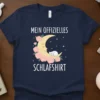 Mein Offizielles Schlafshirt text with a sleeping cat on a moon graphic, surrounded by pink roses and stars