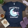 Mein Offizielles Schlafshirt text with a sleeping unicorn on a moon graphic, stars and flowers