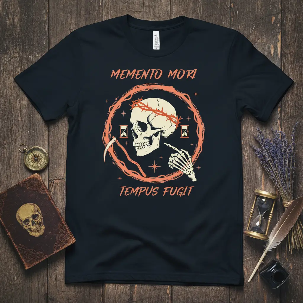 Memento Mori Tempus Fugit Skull T-Shirt Stoic Gift