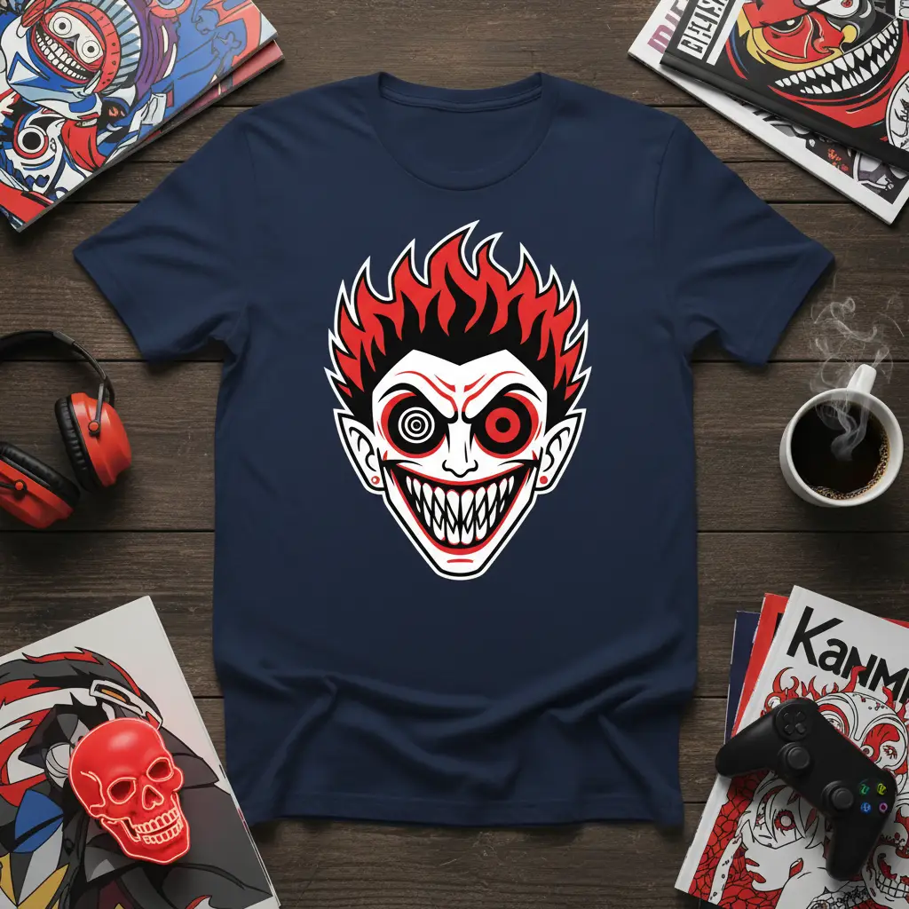 Menacing Clown Face T-Shirt Scary Evil Design Gift