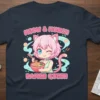 Meow & Munch Ramen Queen t-shirt featuring a kawaii anime cat girl eating ramen