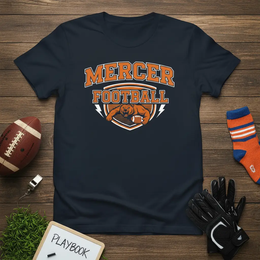 Mercer Football team logo t-shirt design with mascot and team name