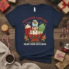 Merry Caffeine & Corgi Cheer Holiday Hound Coffee Break t-shirt with a corgi in a coffee cup