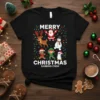 Merry Christmas Dabbing Crew t-shirt design with Santa, reindeer, snowman, elf, and penguin doing the dab dance