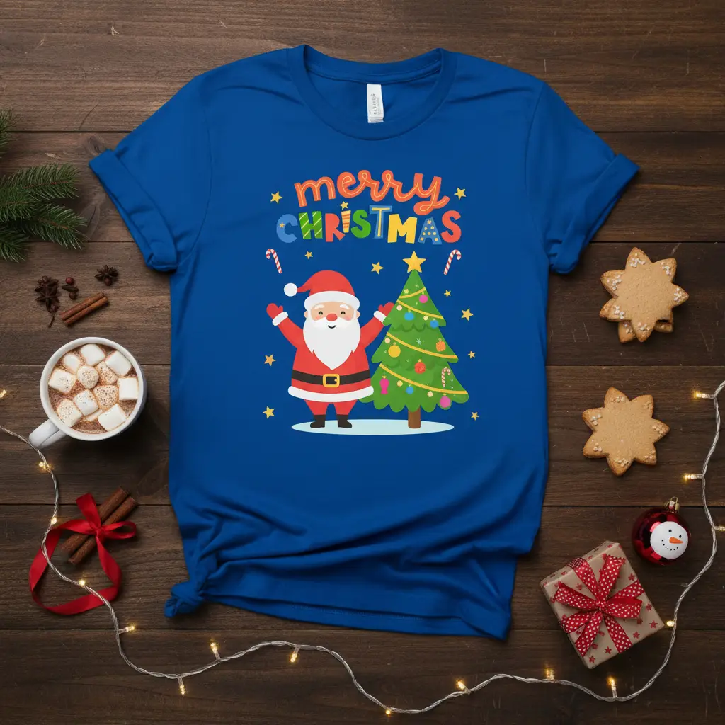 Merry Christmas Santa Claus T-Shirt Festive Holiday Gift