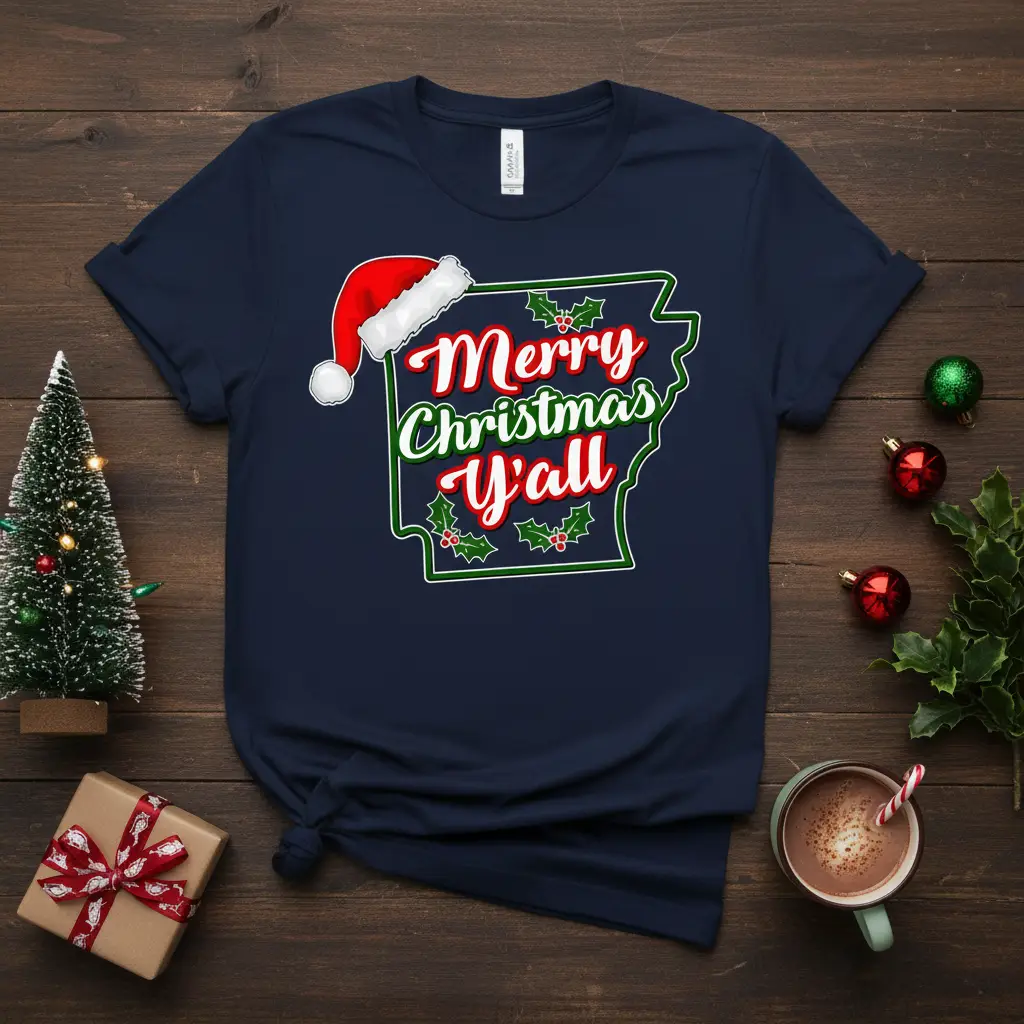 Merry Christmas Y’all Arkansas Christmas T-Shirt Holiday Gift