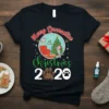 Merry Quarantine Christmas 2020 t-shirt design with a cat, Christmas tree, and festive text