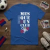 MES QUE UN CLUB t-shirt design with Barcelona football graphics and team colors