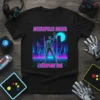 Metropolis Mecha Cyberpunk Era t-shirt design featuring a mecha robot in a neon cityscape