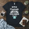 Mi Hija Preferida Me Dio Esta Camisa text design on a navy t-shirt, with a gift box graphic and hearts
