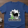 Miezekotze t-shirt design with a black cat vomiting green liquid, text below