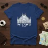 Milano Italy t-shirt design featuring the Duomo di Milano in white outline and text