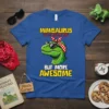 Mimisaurus Like A Regular Mimi But More Awesome t-shirt featuring a T-Rex graphic with sunglasses and bandana