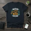 Mind Biz Ness T-Shirt design with eye, target, and gears graphic. Text reads MIND BIZ NESS