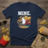 Mine. pirate seagull t-shirt design with treasure chest and burger graphic
