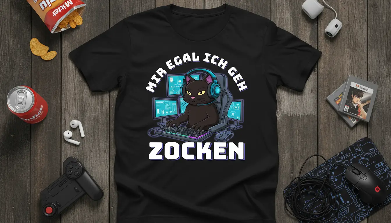 Mir Egal Ich Geh Zocken Cat Gamer T-Shirt