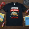 Mission: 3rd Grade Accepted text with a cartoon school bus in space graphic on a navy blue t-shirt