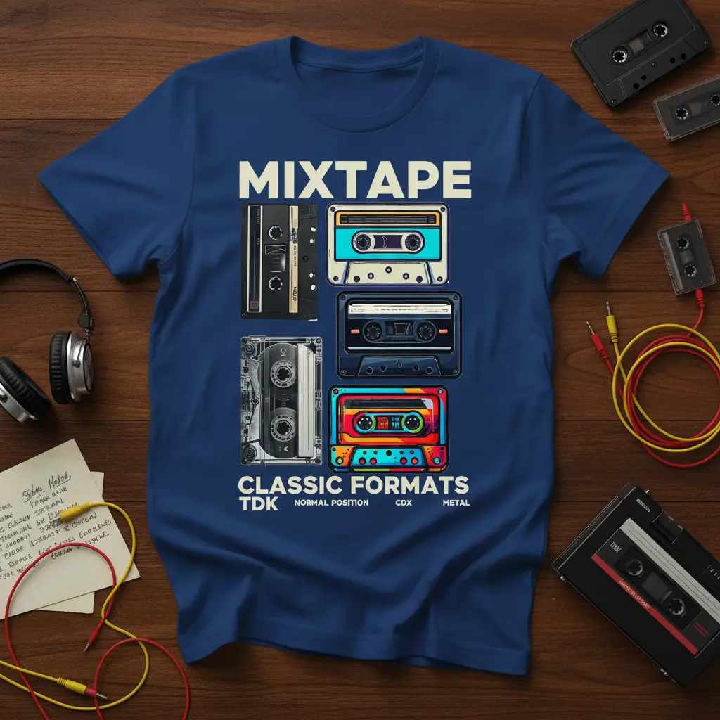 Mixtape Classic Formats Cassette Tape T-Shirt 80s Retro Gift