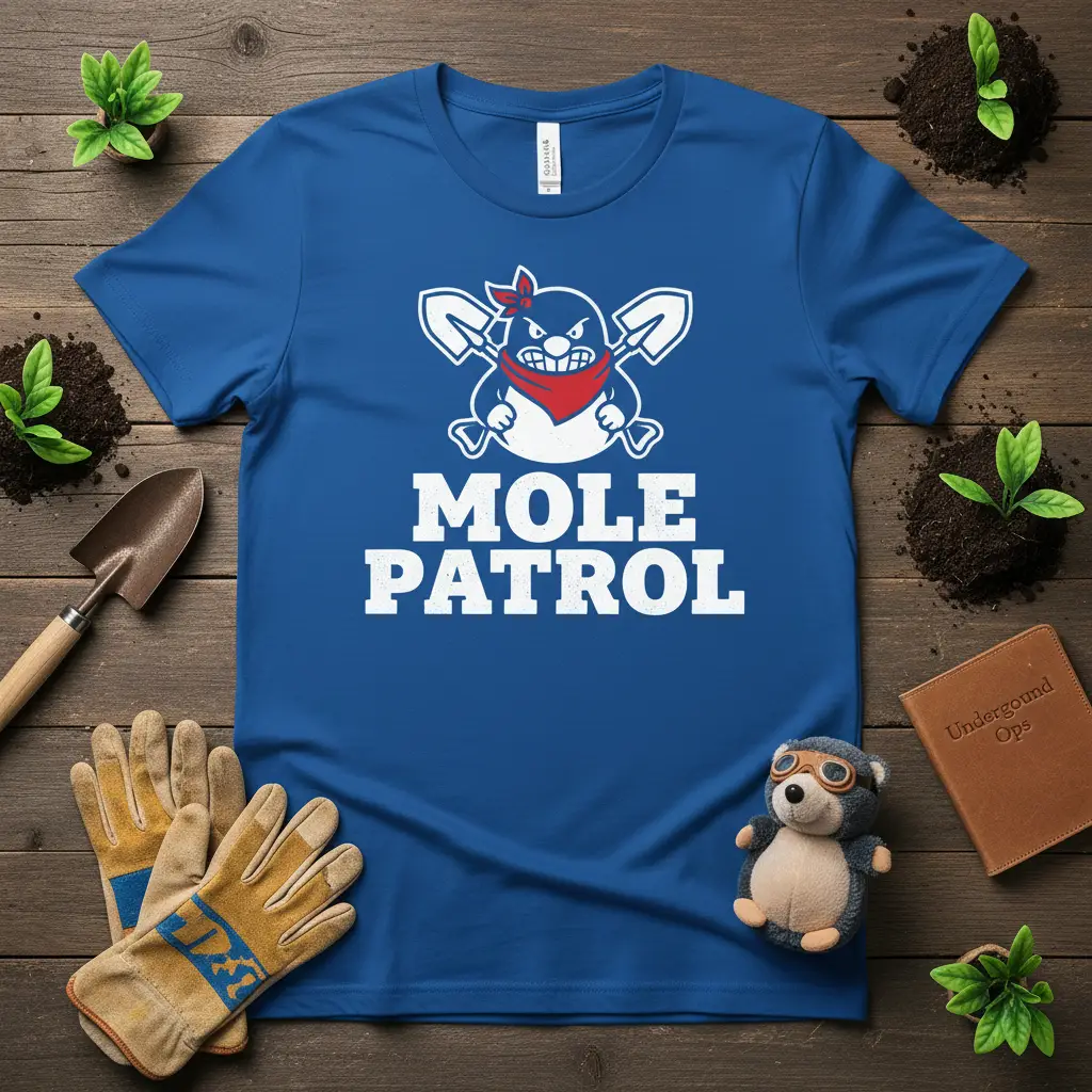Mole Patrol Gardening T-Shirt Funny Gift for Gardeners