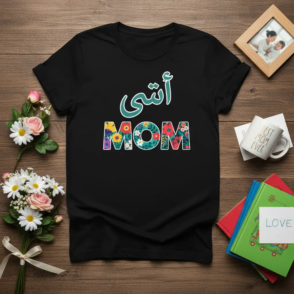أمي Mom Arabic Floral T-Shirt Mother’s Day Gift