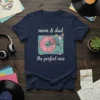 Mom & Dad The Perfect Mix t-shirt with vintage record player and floral design
