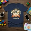 Mom Life #momlife t-shirt design featuring a shield crest with baby bottle, books, and coffee cup, with ribbon banner