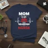 Mom Wife Grandma Nurse t-shirt design featuring a lotus flower and heartbeat graphic with text