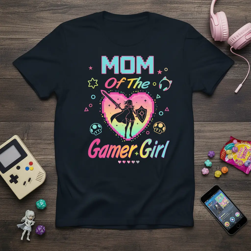 Mom of the Gamer Girl T-Shirt Gaming Gift for Moms
