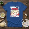 Mommy's Little Pierogi t-shirt design featuring a kawaii pierogi character and bold typography