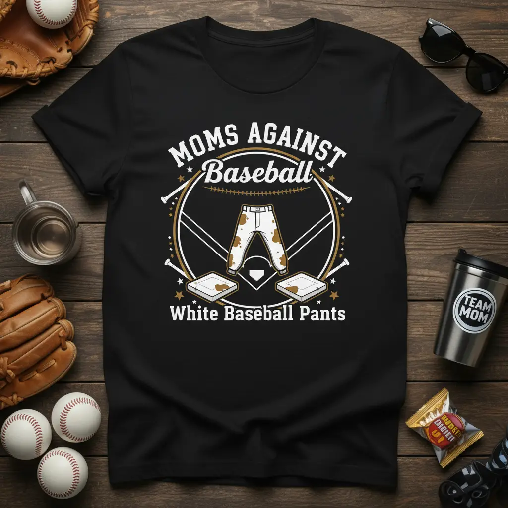 Moms Against Baseball White Baseball Pants Funny Mom T-Shirt