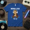 Mona Lisa The DJ T-Shirt design featuring the famous painting as a DJ with headphones and turntables