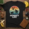 Monkey Life vintage retro t-shirt with three monkeys in a circle sunset graphic