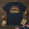 Navy t-shirt with retro design saying "I Didn't Choose To Be From Monterrey I Just Got Lucky" featuring a rainbow