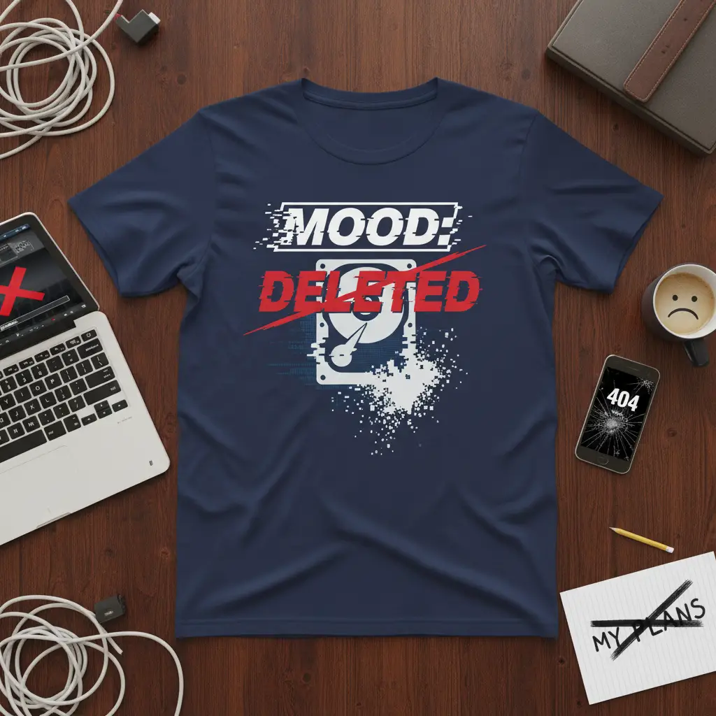 Mood Deleted T-Shirt Funny Tech Humor It Joke Gift