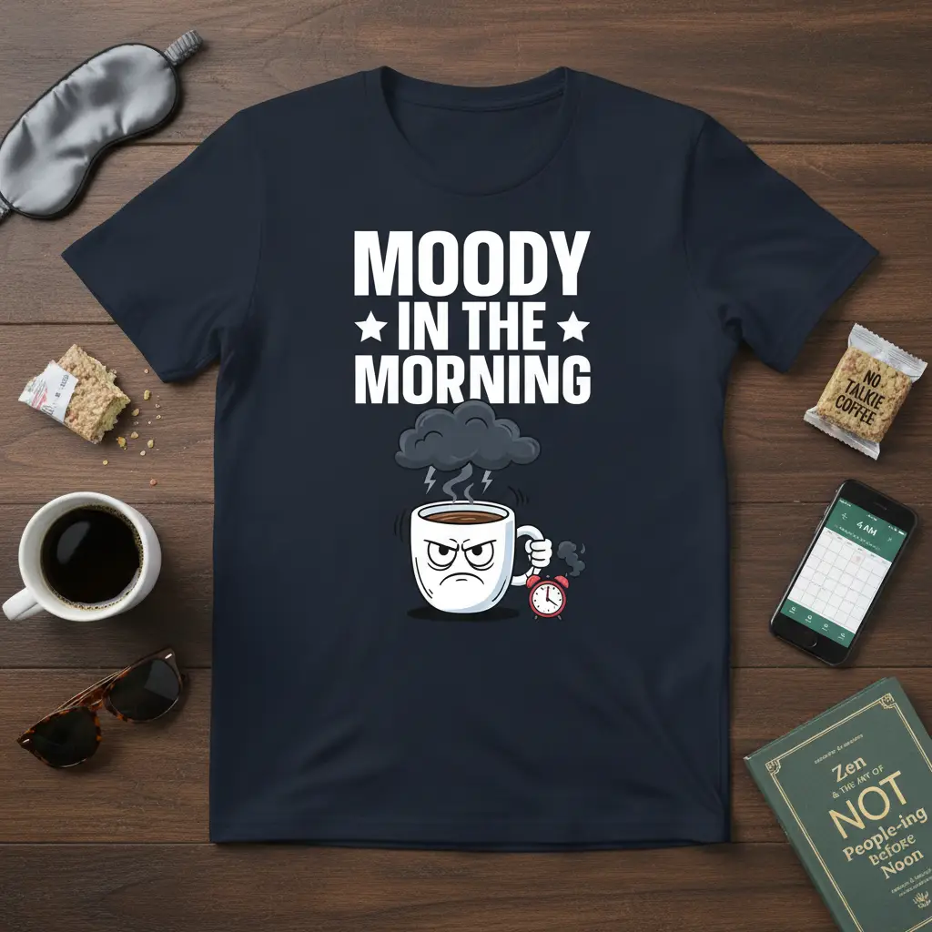 Moody in the Morning Coffee Lover T-Shirt Funny Gift