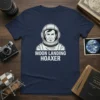 Moon Landing Hoaxer t-shirt design featuring a retro astronaut graphic and text, ideal for conspiracy theory fans