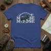 Moose Moose graphic t-shirt design featuring a large moose silhouette with antlers and the text "MOOSE MOOSE" in bold font