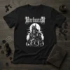 Mortuorum Gothic Cemetery T-Shirt with a black t-shirt featuring a white gothic castle design and tombstones
