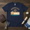 Moshiach T-Shirt with Star of David and Jerusalem wall graphic, navy blue tee