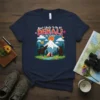 Most Likely to Be At Denali All Summer t-shirt with moose, bear, tent, and mountain graphic
